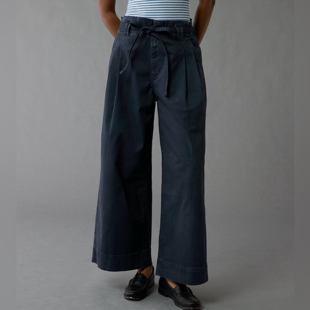 AE Stretch Paper-Bag Wide-Leg crop pant